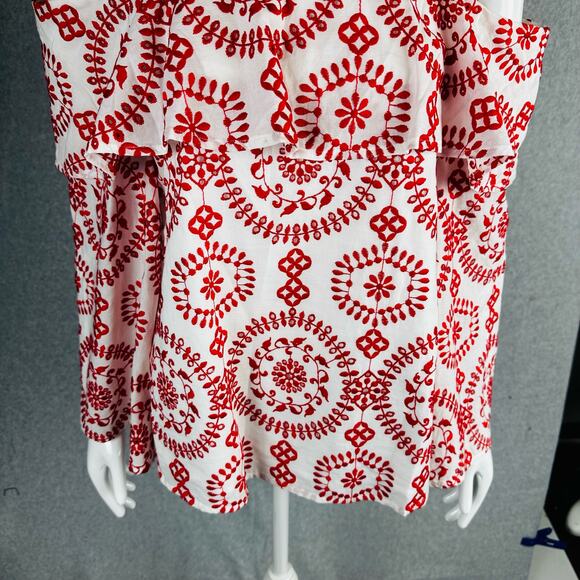 INC International Concepts Womans Sz Small Blouse Embroidered Long Sleeve Red - Picture 5 of 9